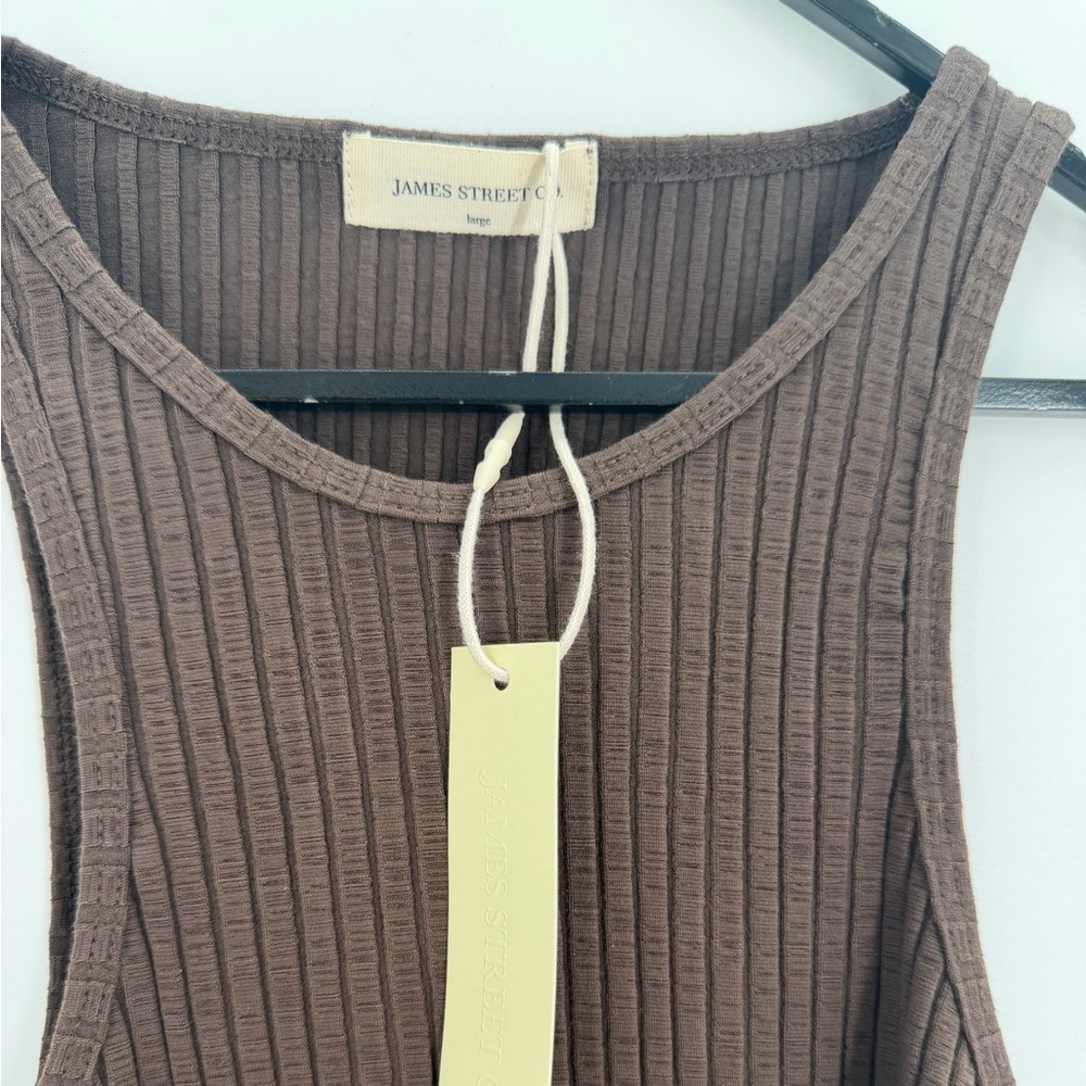 James Street Co. Brown Ribbed Knit Razor Tank - Picture 3 of 5
